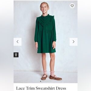 Mini Boden Lace Trim Sweatshirt Dress holiday